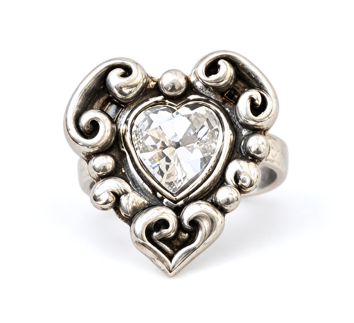 Heart Antik Crystal Yüzük