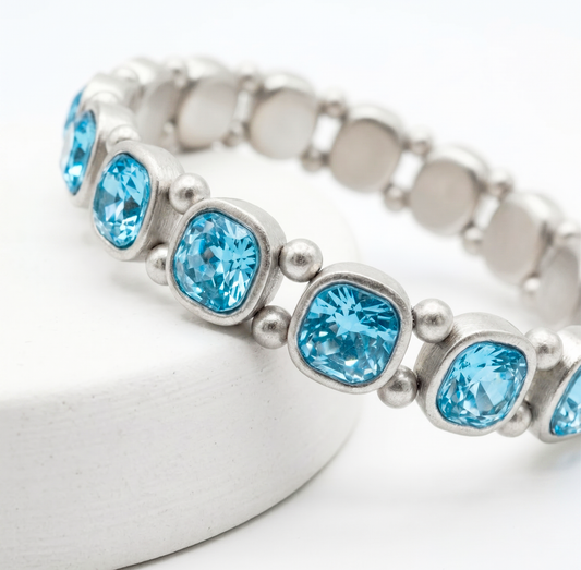Livia Antik Gümüş Aqua Crystal Bileklik